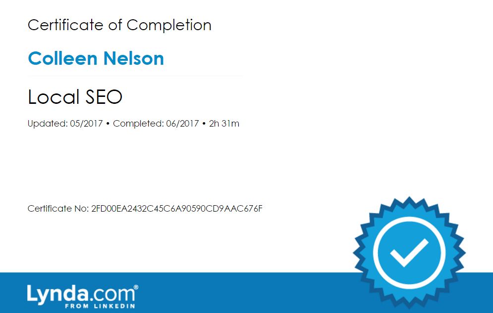 Check out my recent education certificates in website / social media / marketing